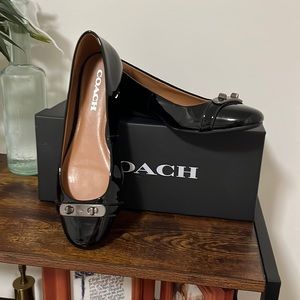 Black patent leather flats size 8